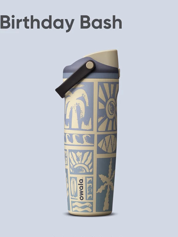 Owala Anniversary Limited New Coconut Tree 30oz Straw Cup FreeSip sway 890ml Insulated Cold Water Cup