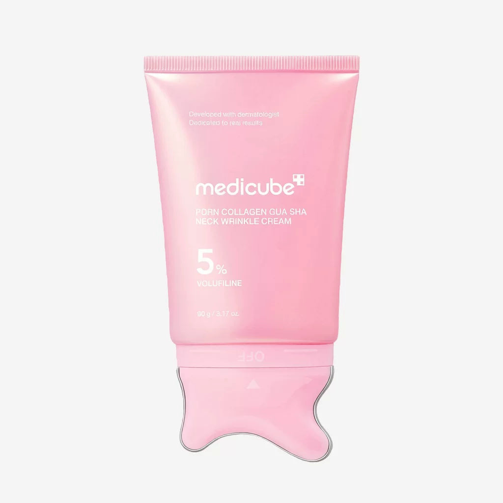 medicube Salmon PDRN Collagen Gua Sha Neck Cream lifts and tightens wrinkles