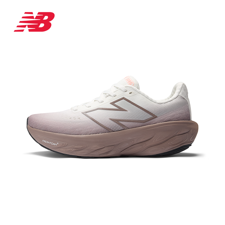 New Balance Fresh Foam X 1080 v14 running shoe in white and beige with cushioned sole for comfort and support