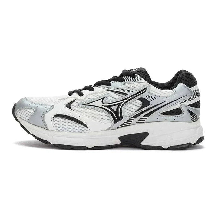 حذاء ميزونو ريترو mizuno shoes2K بتصميم شبكي فضي وأسود مريح ومتين لجميع الاستخدامات اليومية