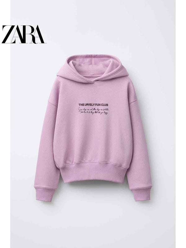 ZARA هودي نسائي كاجوال بألوان هادئة وقماش قطني ناعم مع قبعة وحواف مطاطية للراحة والمتانة