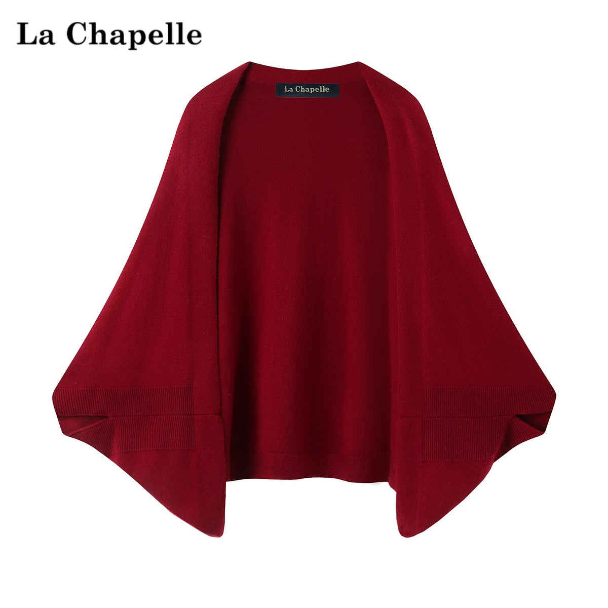شال شتوي نسائي محبوك La Chapelle باللون العنابي، منظر أمامي
