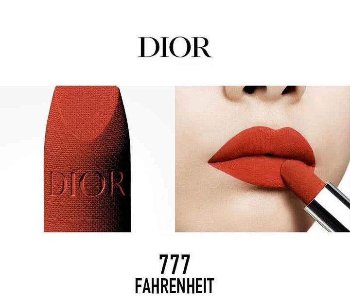 Classic Rouge Dior lipstick in shade 777 Fahrenheit with rich red color and smooth texture