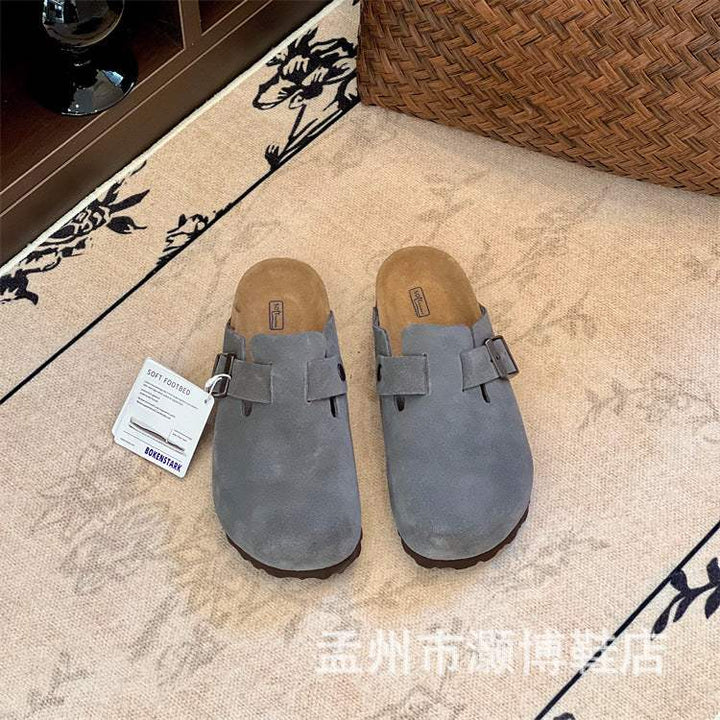 حذاء بيركنستوك نعال كورك جلد مولبيري ناعم رمادي أنيق مريح للمشي والمشاوير اليومية