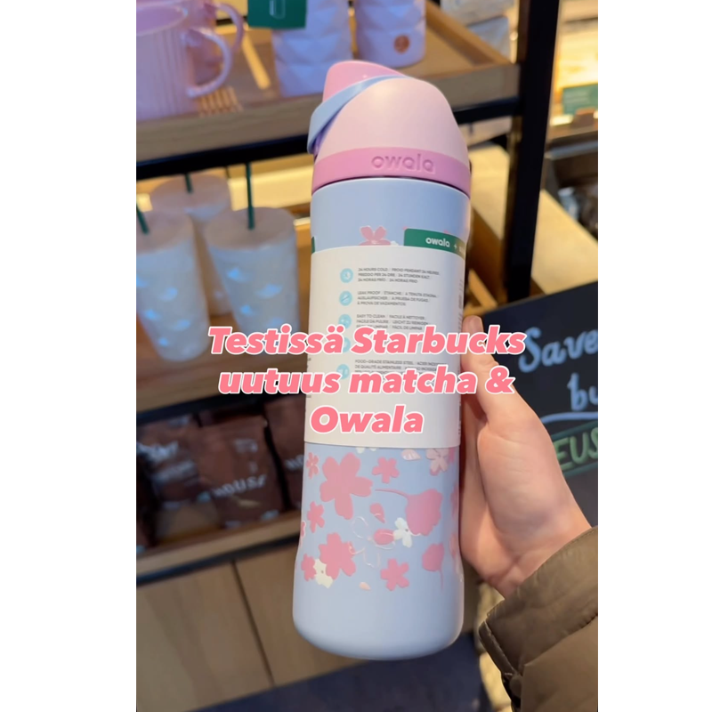زمزمية Owala x Starbucks بتصميم Sakura الوردي المميز.