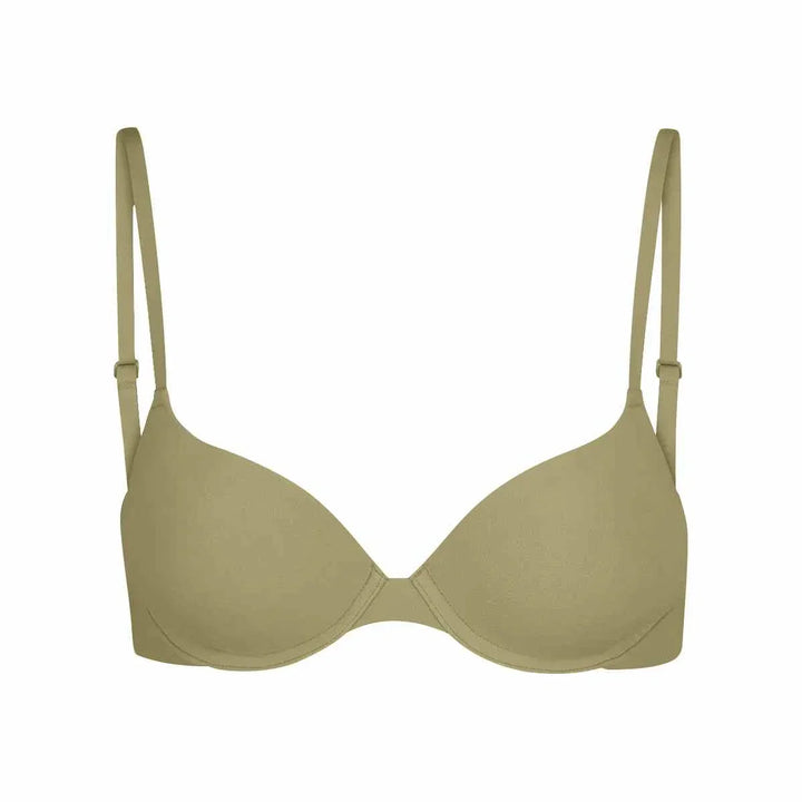 Soft supportive multicolor bra by SKIMS with seamless cups and adjustable straps