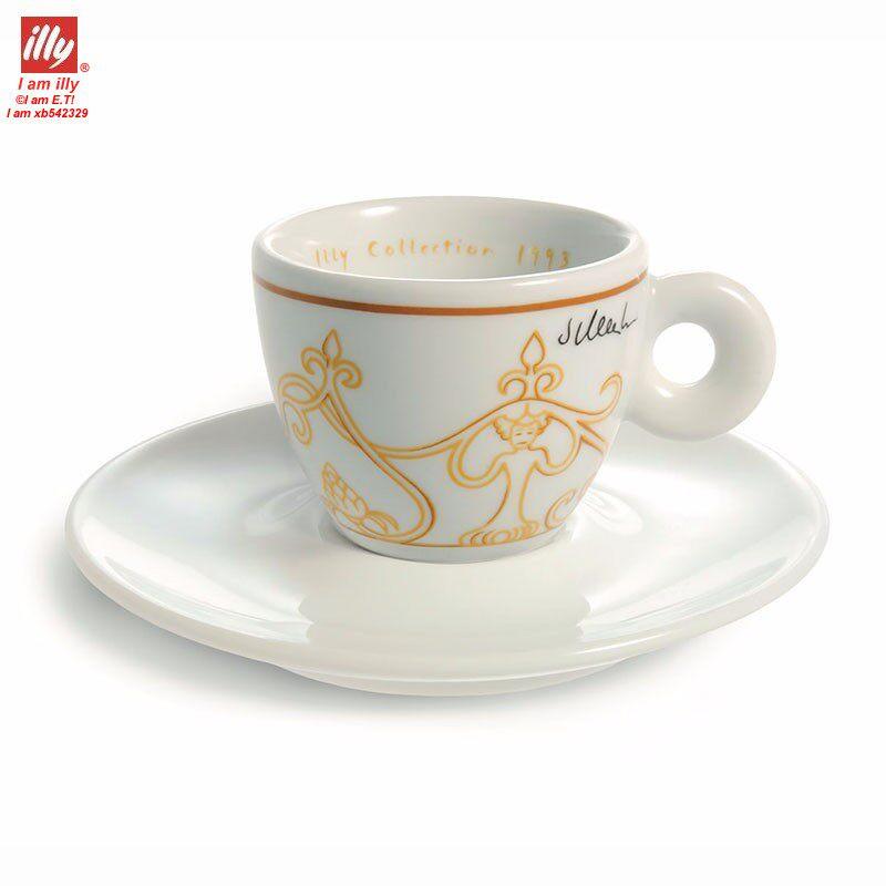 طقم فناجين قهوة illy Art Collection إصدار 1993 بألوان فنية.