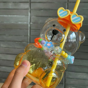 Starbucks cup bear glass straw cup.
