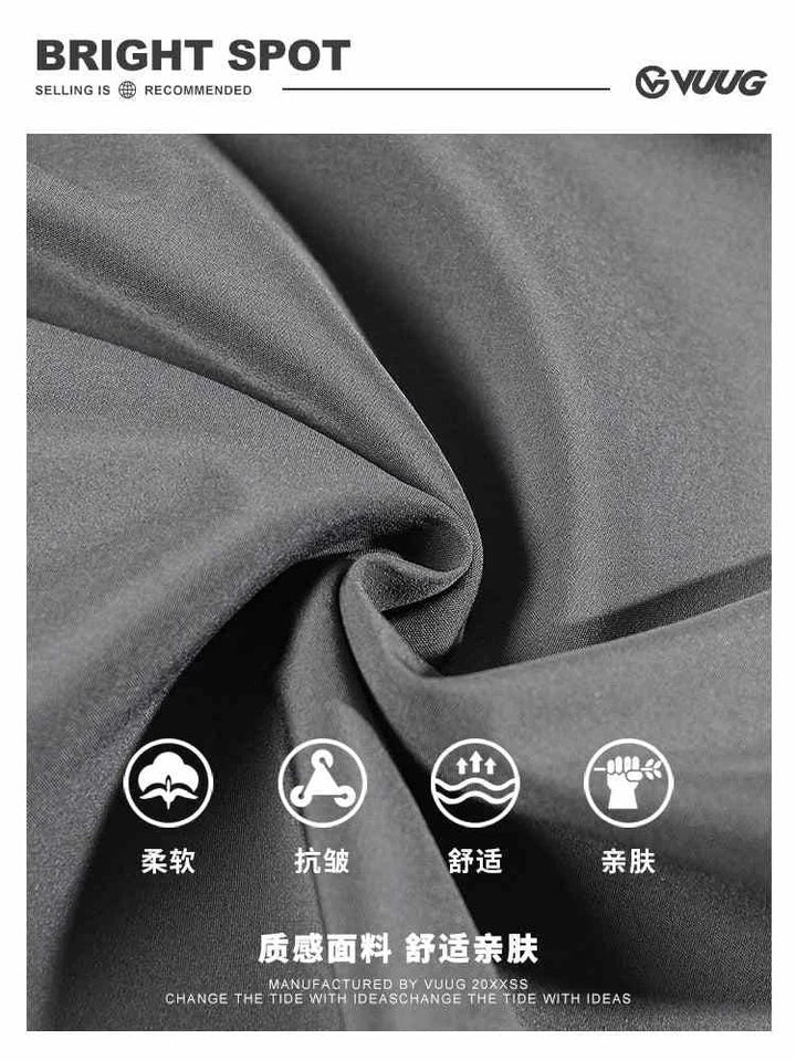 Close-up of soft gray Ice Silk fabric showcasing smooth texture and wrinkle resistance for men's shorts