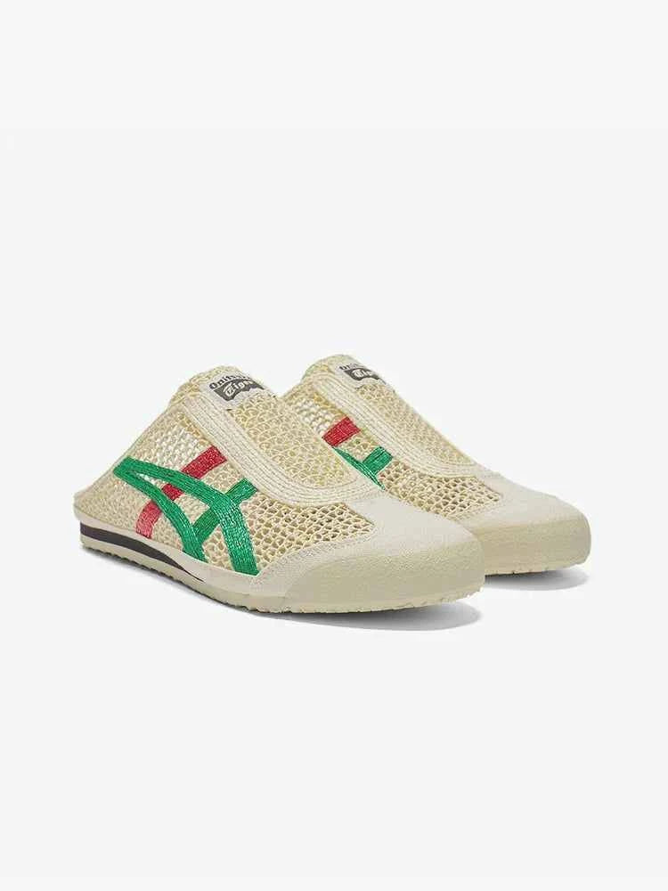 Onitsuka Tiger MEXICO 66 SABOT حذاء أسكس ميكسيكو 66 سابوت - سكري بشعار أخضر وأحمر.