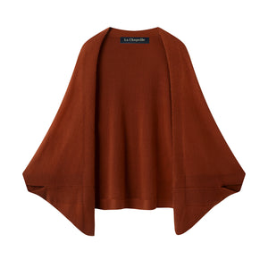 شال شتوي نسائي محبوك La Chapelle باللون البرتقالي المحمر من الأمام