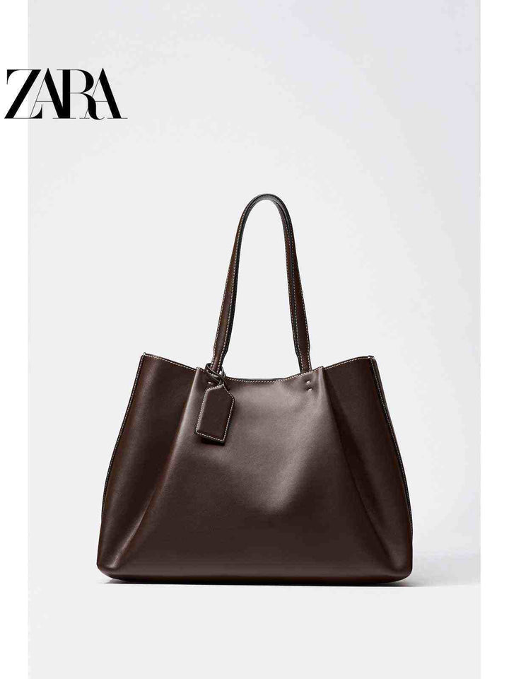 ZARA2025 Autumn New Women's Bag Chocolate Color Large Capacity Shoulder Tote Bag 6012511 721
