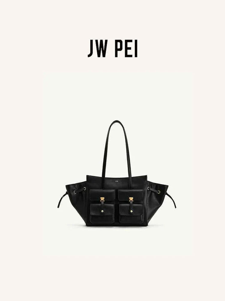حقيبة JW PEI Pocket سوداء للنساء بسعة كبيرة وحزام كتف واحد أنيقة وعملية