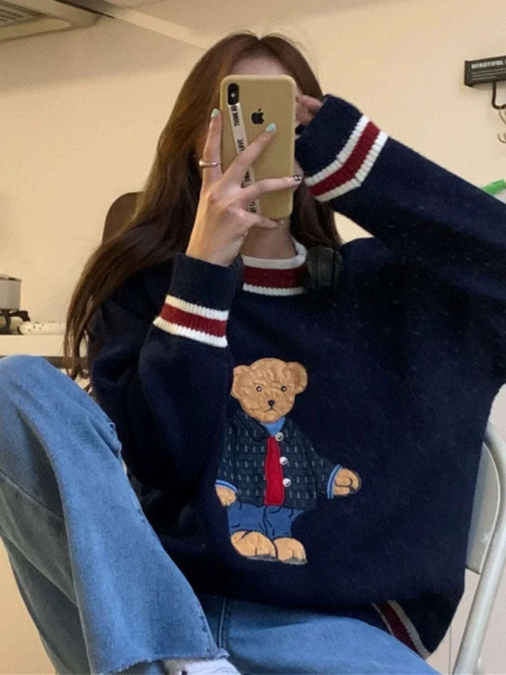 lazy bear سويتر بحبكة أنيقة وتصميم مميز لراحة dan طابع شبابي