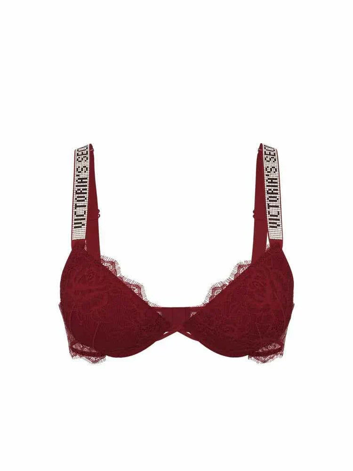 حمالة صدر فيكتوريا سيكريت Victoria's Secret دانتيل بدون درزات بحمالات كتف بشعار مرصع برينو مع تصميم لرفع الصدر الصغير