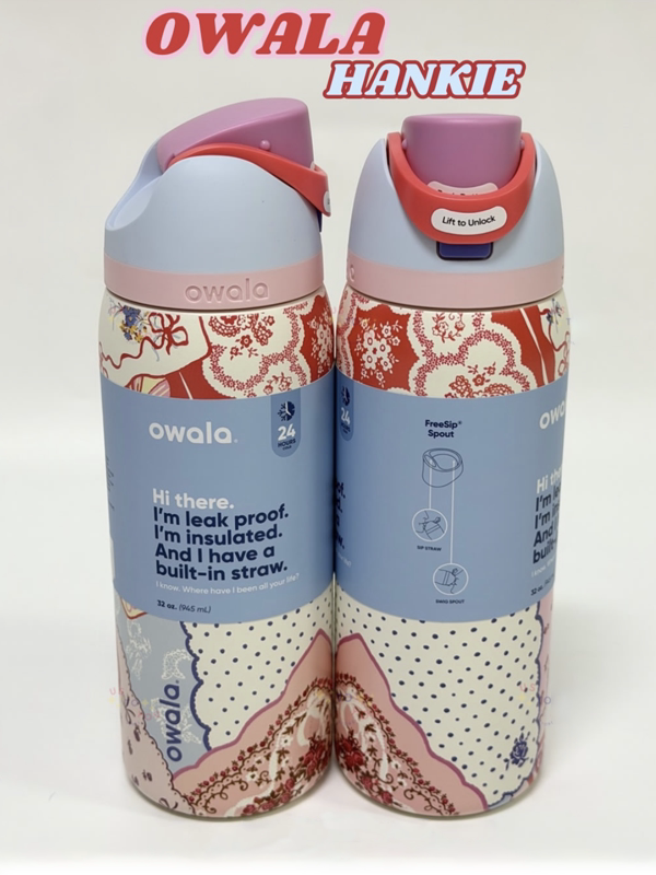 Owala co-branded UO new handkerchief Hankie printed insulated water bottle FreeSip double drink straw cup