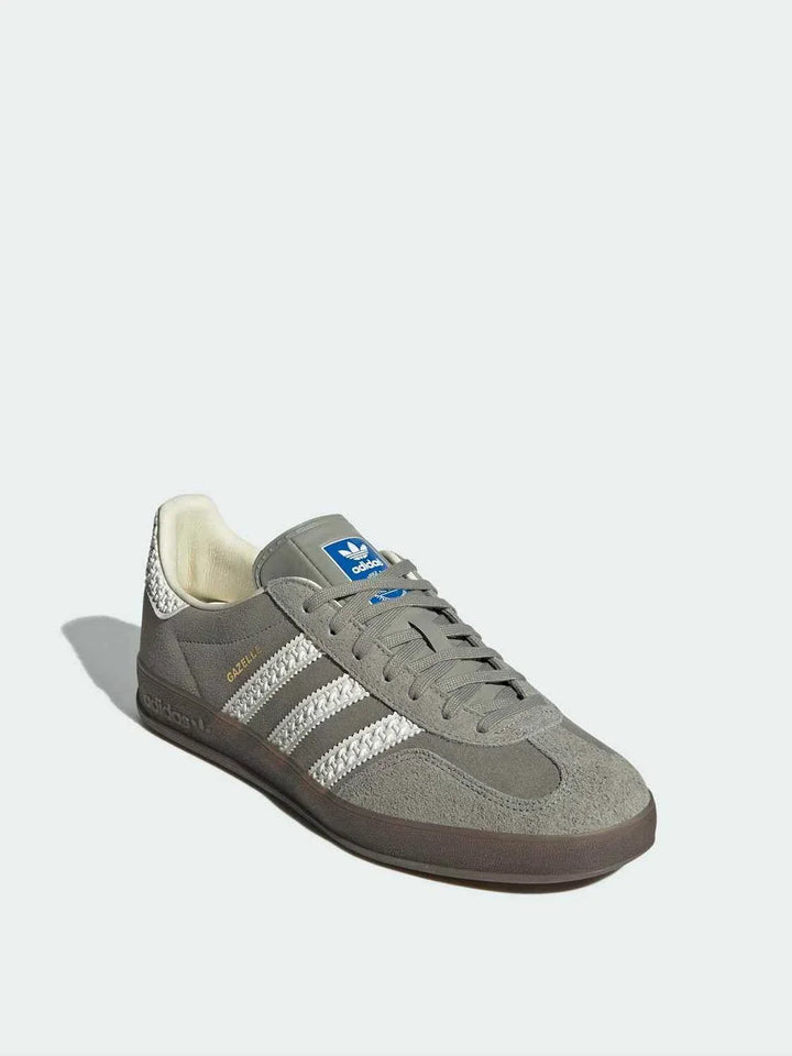 Adidas official clover GAZELLE gray white indoor training shoe with suede and textured stripes