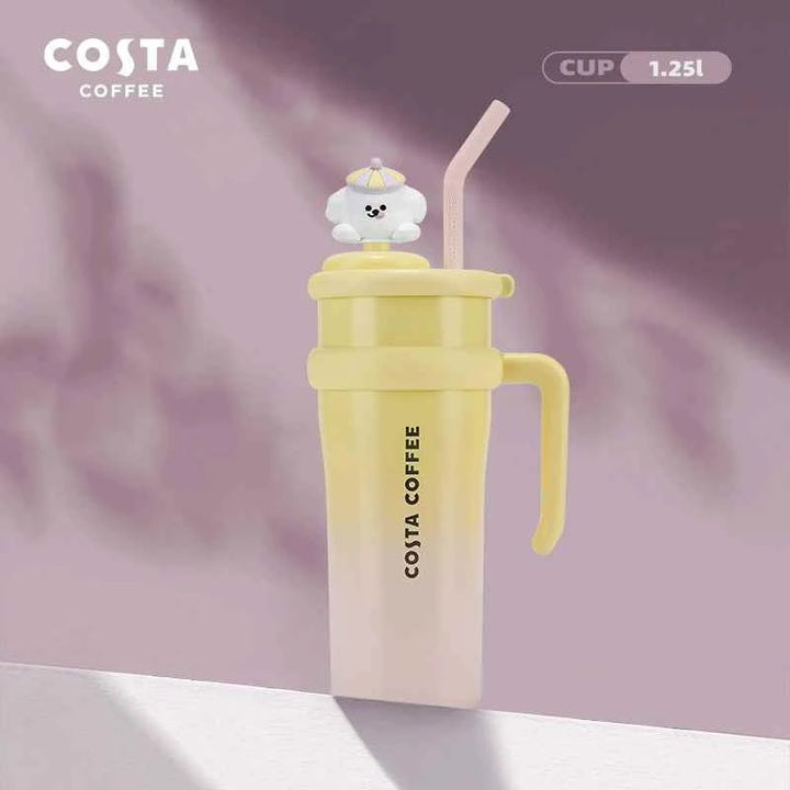 كوب حراري بألوان مبهجة من Costa Coffee&gt;الصور تعرض مجموعة أكواب حرارية من علامة “Costa Coffee” بتصاميم مبهجة وألوان مشرقة مثل الأزرق، الوردي، الأخضر، والأصفر. تأتي الأكواب مع مقبض مريح وغطاء مع شفاطة ماكواب كوستاCostaرفعةكوب حراري بألوان مبهجة من Costa Coffee