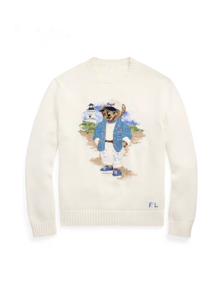 كنزة رجالي قطنية بتطريز دب أنيق من مجموعة polo Bear sweater لفصل الخريف والشتاء 2025