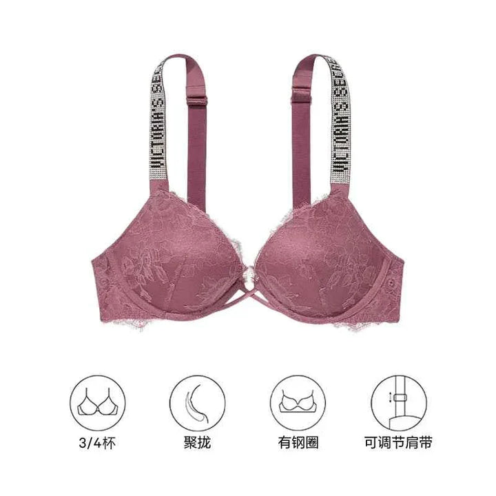 صدرية Victoria's Secret دانتيل مع حزام كتف مرصع بشعار لامع للنساء بالربيع والصيف