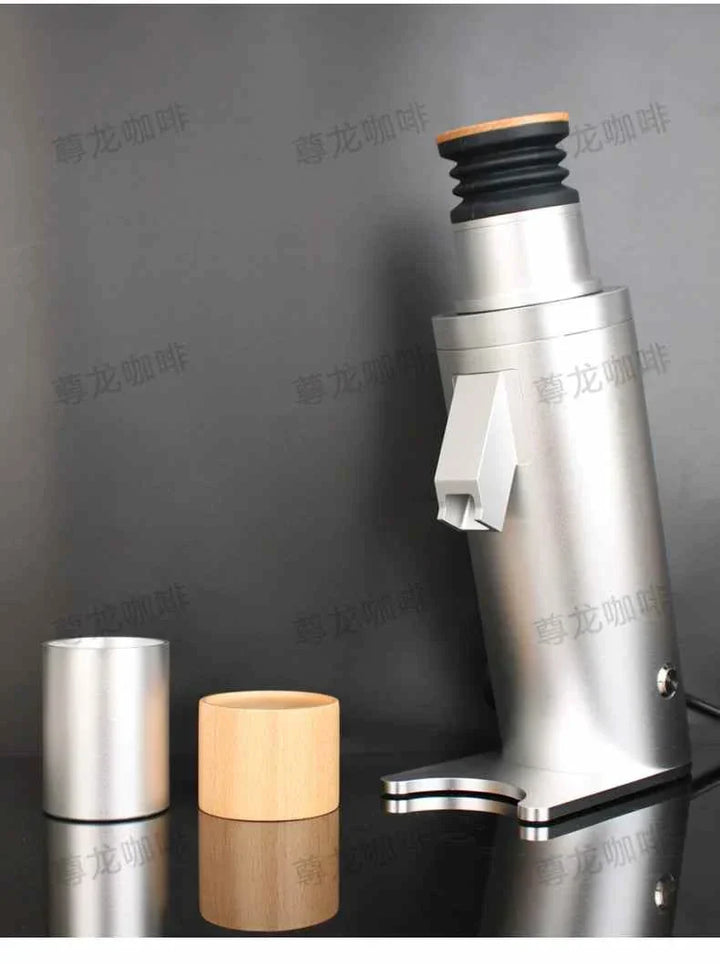 electric coffee grinder DF64 V model in gray and white with CNC metal body and variable RPM motor