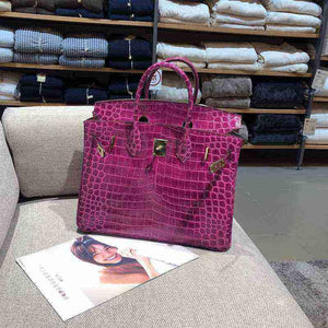 شنطة Birkin نسائية فاخرة بنقشة جلد التمساح  – جودة صينية عالية.