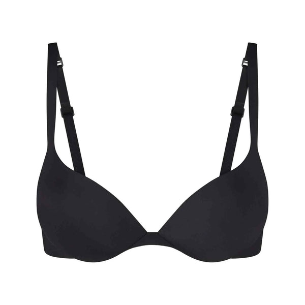  SKIMS LINGERIEحمالة صدر سوداء لامعة بدون درزات من سكيمز للنساء بحجم صغير ودعم تجمع وتشكيل للصدر
