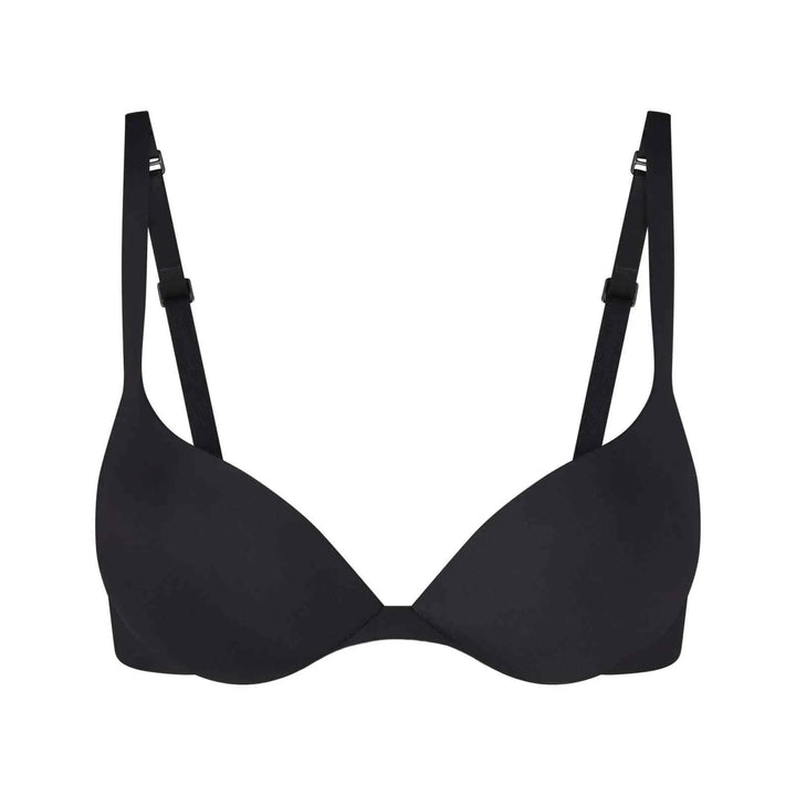  SKIMS LINGERIEحمالة صدر سوداء لامعة بدون درزات من سكيمز للنساء بحجم صغير ودعم تجمع وتشكيل للصدر