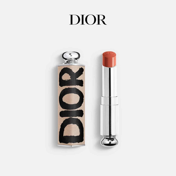 Dior Miss Dior limited edition Fall 2025 lipstick with beige and black Dior packaging and warm terracotta shade.