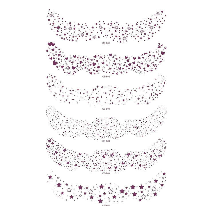 Taylor Swift Freckle Makeup Patches with various star, heart, and sparkle designs for facial decoration and glow