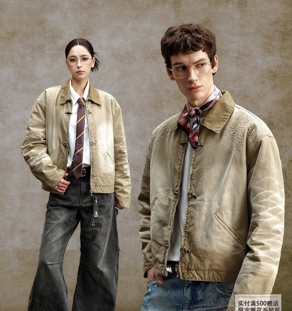 Baroque Detroit men's and women's casual lapels airplane buckles cargo jacket jacket