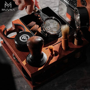 MUVNA Espresso Solid Wood Tamping Stand.