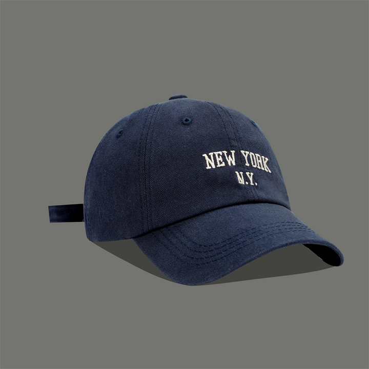 قبعة بيسبول كورية مطرزة ناعمة بلون أزرق داكن من ماركة كوريان تايد