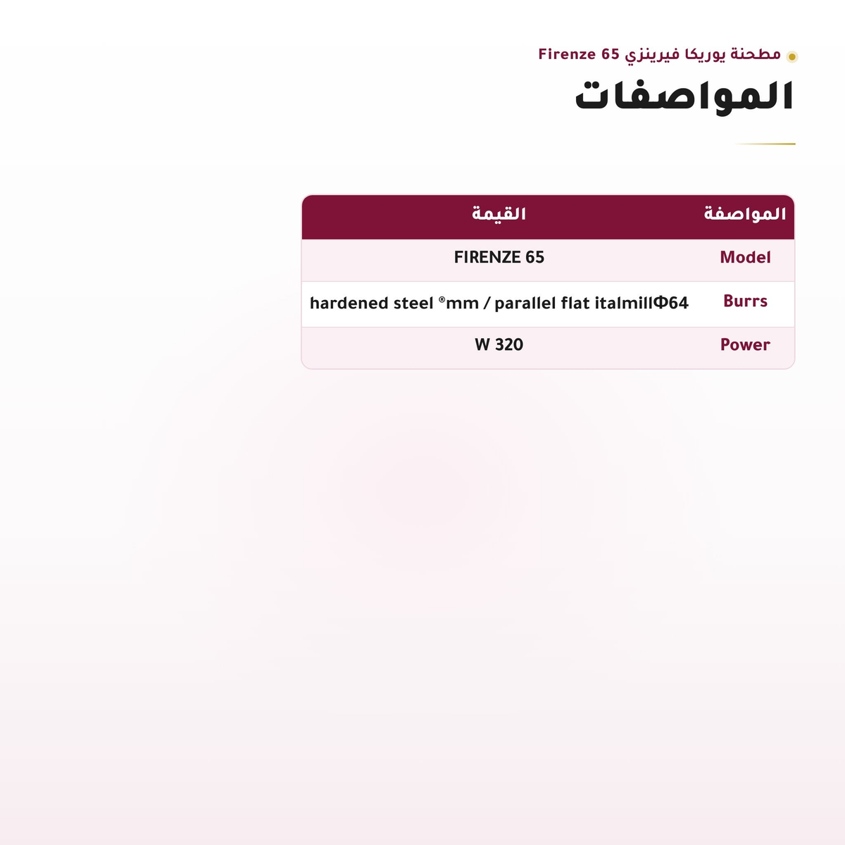 صورة مواصفات مطحنة القهوة بشعار Eureka: الموديل وأقراص الطحن والقدرة
