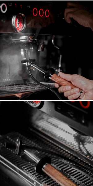MUVNA Brew Head Steam Cleaning Brush with Solid Wood Handle.