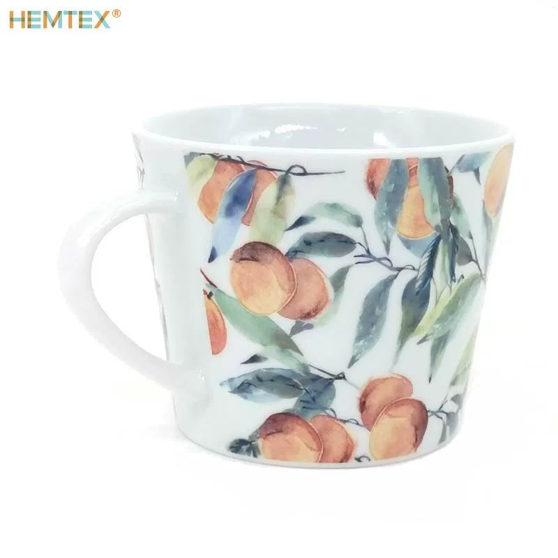 مج HEMTEX سيراميك بنقشة الخوخ الملونة.