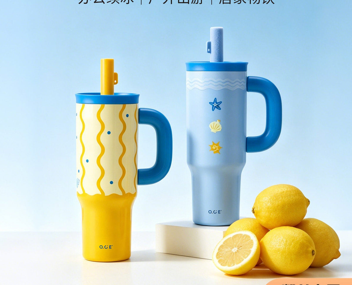 [30% off for 2 items, 40% off for 3 items] Large capacity insulated cups, women's high-aesthetic giant ice cups, student straw cups