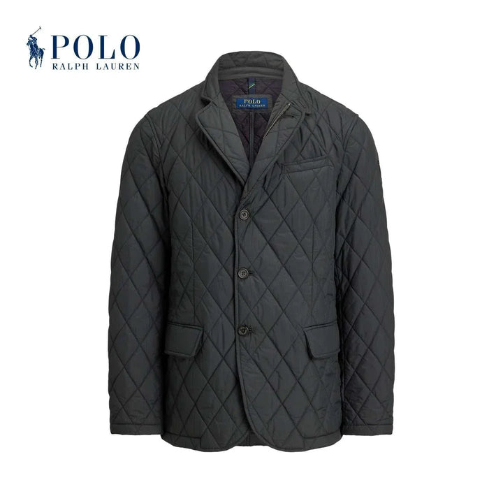 جاكيت رالف لورين مبطن بلون رمادي داكن بنمط ماسي عصري وكلاسيكي