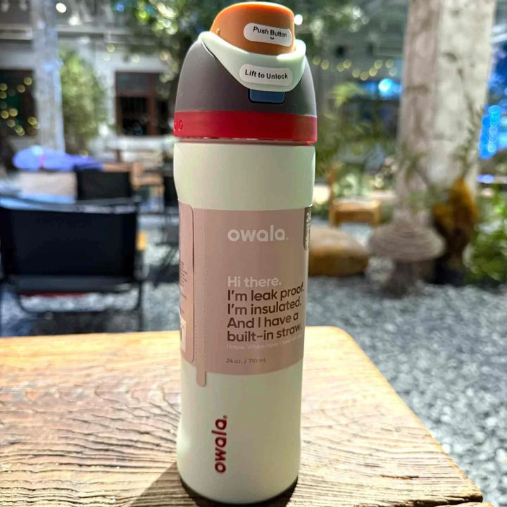 Owala FreeSip leak-proof insulated water bottle with built-in straw and cute character design