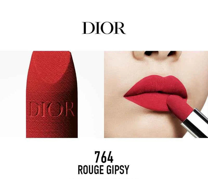 Rouge Dior الكلاسيكية classic red lipstick 764 Rouge Gipsy with smooth matte finish on lips