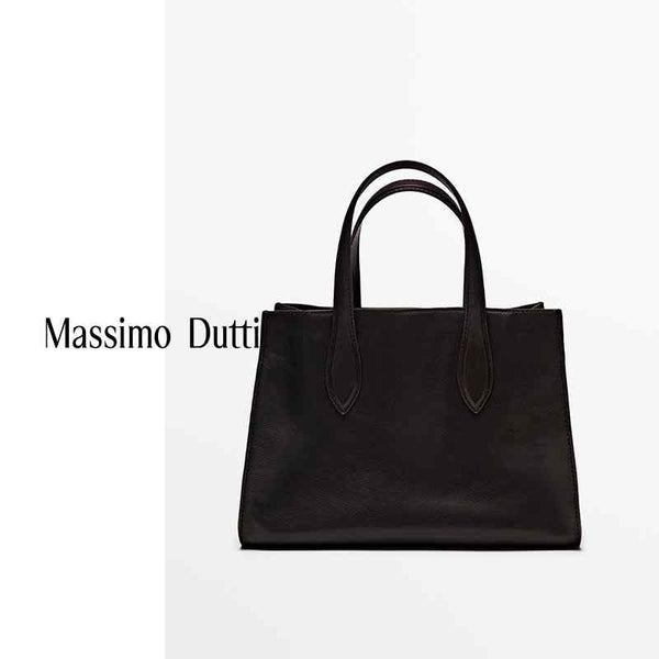 ربيع وصيف جديد MassimoDutti 2025 براون الجلود حقيبة يد