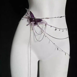 حزام خصر Butterfly Chain بتصميم فراشة أرجوانية ساحر.