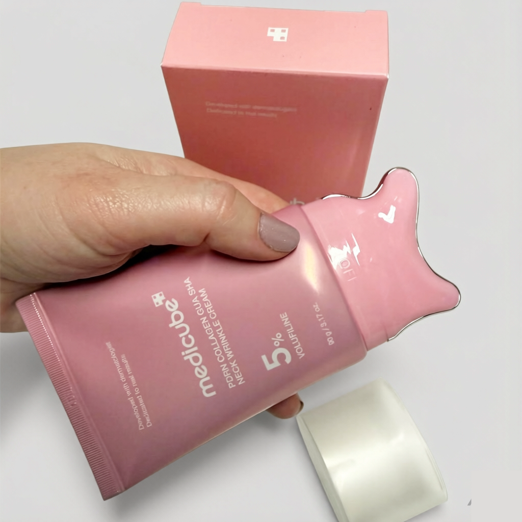 medicube Salmon PDRN Collagen Gua Sha Neck Cream lifts and tightens wrinkles