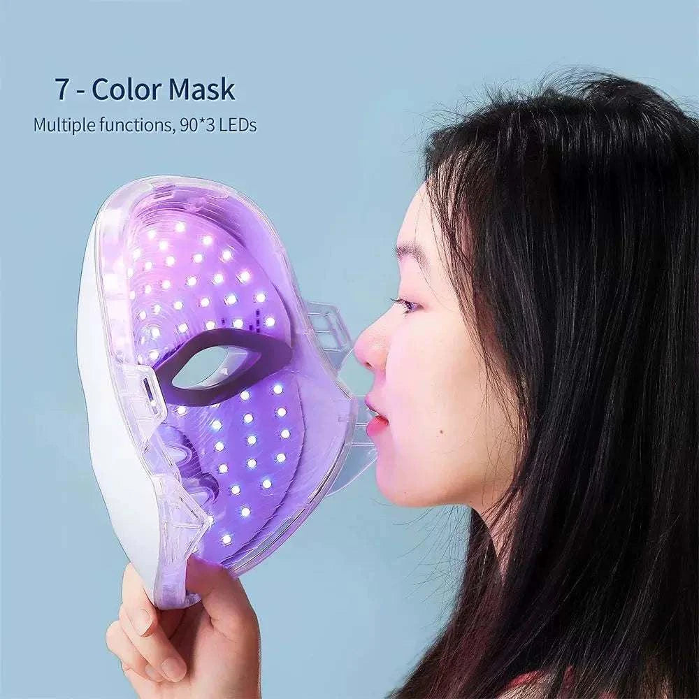 قناع LED Mask للوجه والرقبة 7 ألوان Skin Care قابل للشحن.