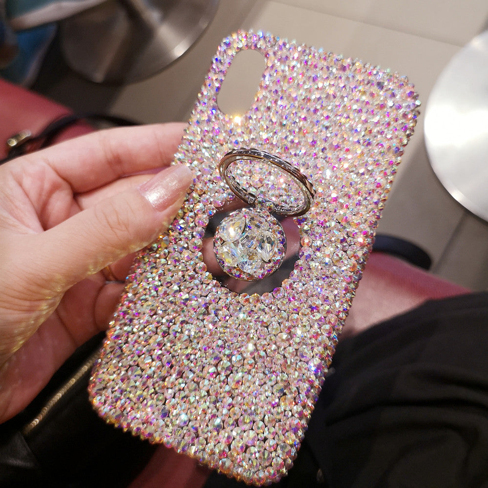 For iPhone 17 Pro Max, Apple 16 Phone Case, Air Luxury Rhinestone, 14 Ring Holder, Protective Case, 13 All-Inclusive, 15 Plus Drop-Resistant, 12 Women