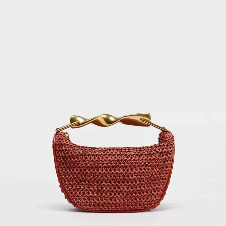 حقيبة ZA Fashion Mini محبوكة يدويًا بحزام معدني فاخر وحمالة كتف واحدة بتصميم ريترو نسائي 2025