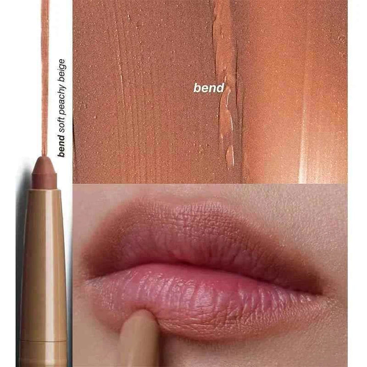Rhode Lip Liner in soft peachy beige shade Bend showing creamy texture and smooth application on lips.