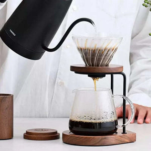 HARIO Walnut V60 Coffee Filter Cup and Grinder.