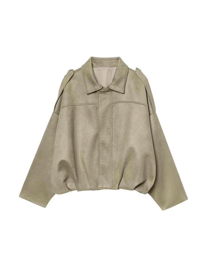 جاكيت بومبر نسائي بأكمام دولمان وتأثير الجلد المدبوغ من WMXZ ربيع جديد