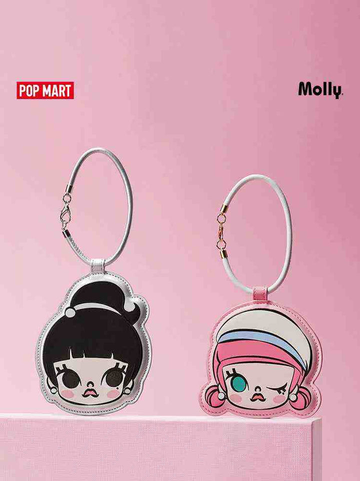 حامل بطاقات Molly روز أبيض بشخصيات كرتونية لطيفة من Pop Mart.